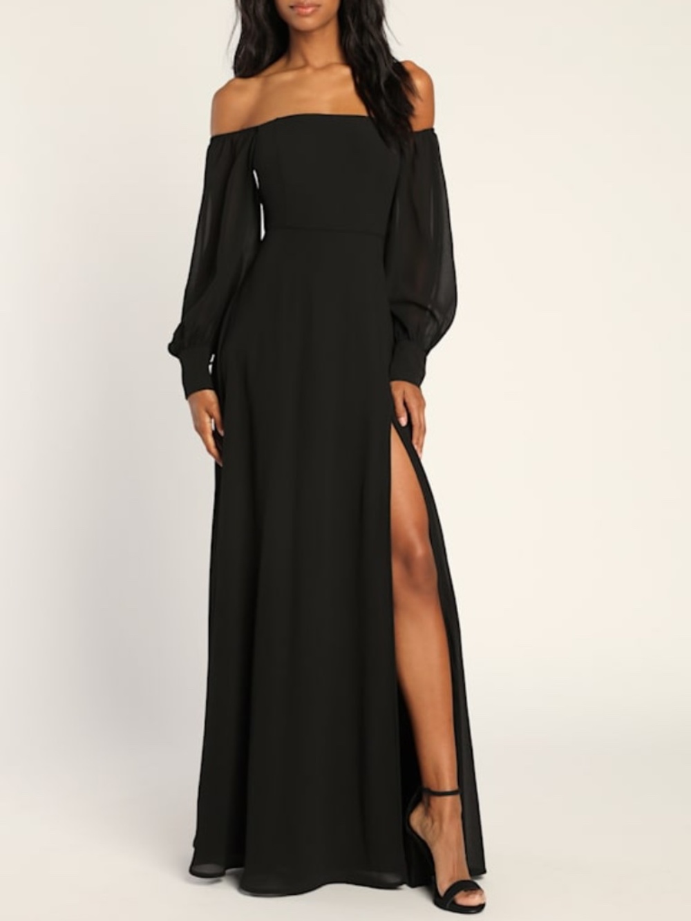 Lulus Feel The Romance Black Off-the-shoulder Maxi Dress - Size S